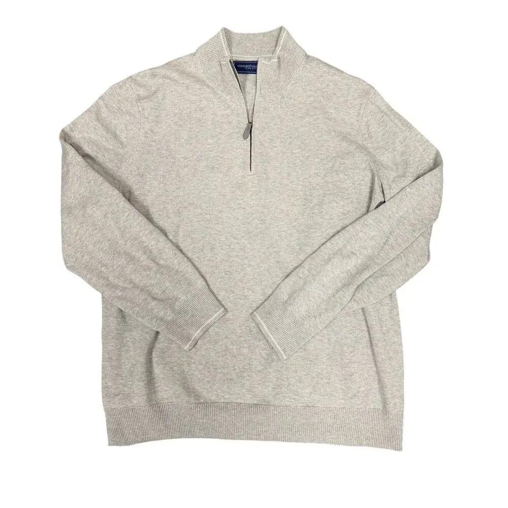 Vinyard Vines Wool Blend Quarter Zip Sweater - Gray - Size XL